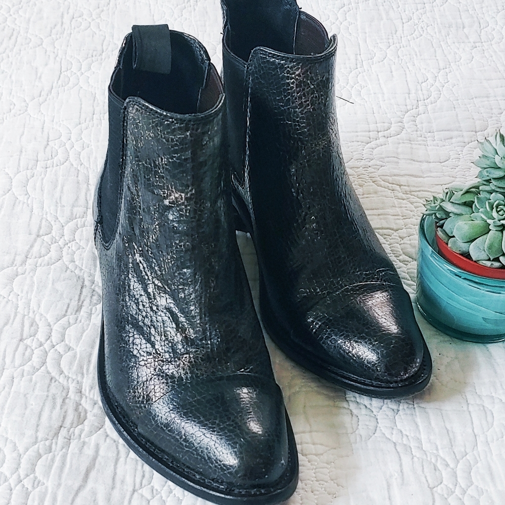 Dolce Vita Leather Snakeskin Pattern Ankle Booties